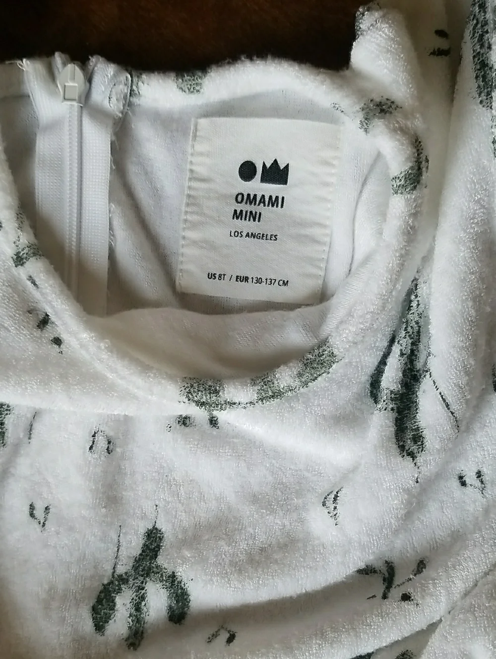 Omami mini Los Angeles White Terrycloth Green Print Cactus 8T
